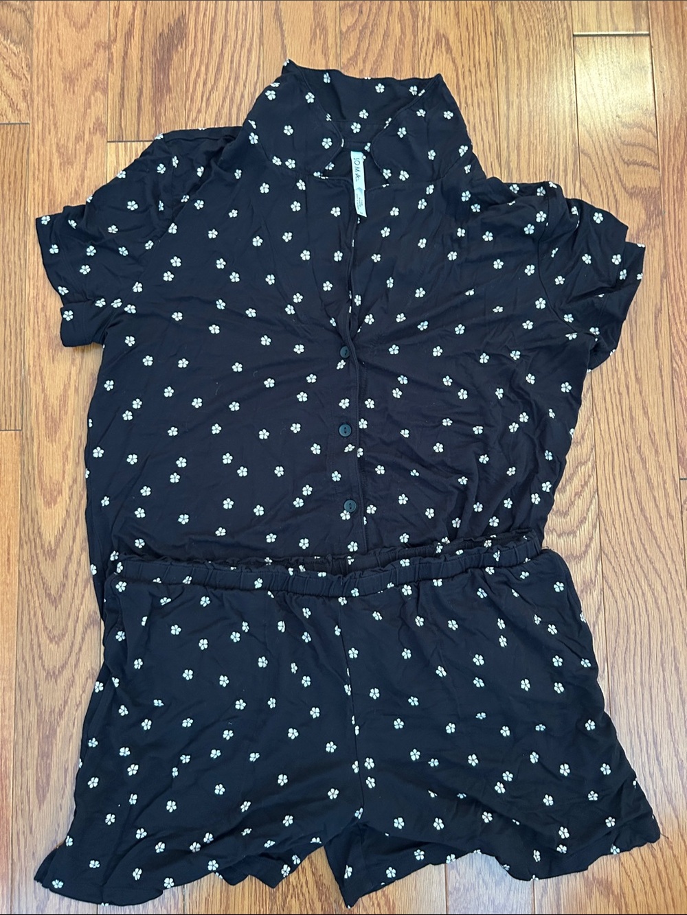 Soma Black Short-Sleeve Floral Pajama Set